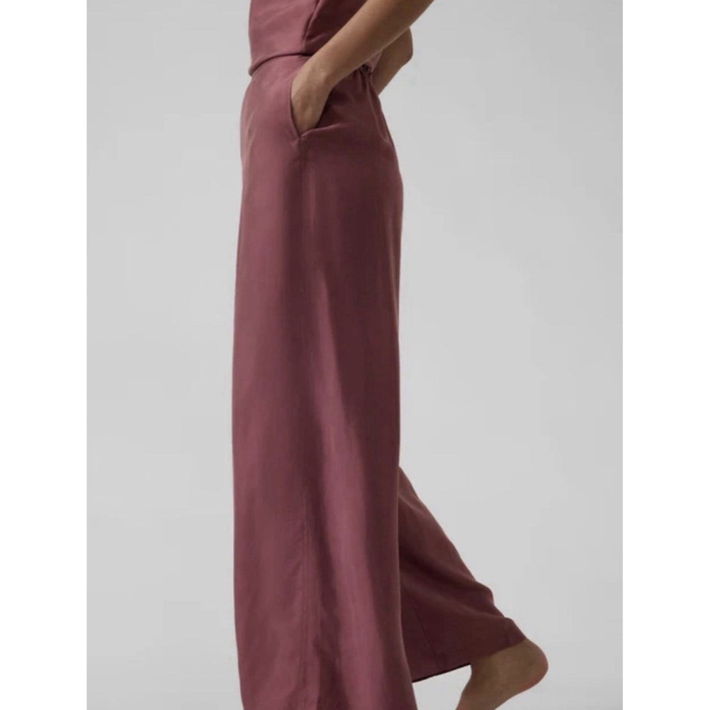 Athleta Calm Cool Pant Women's M Rose Pink Wide Leg Breathable Lightweight Silky - Picture 3 of 11